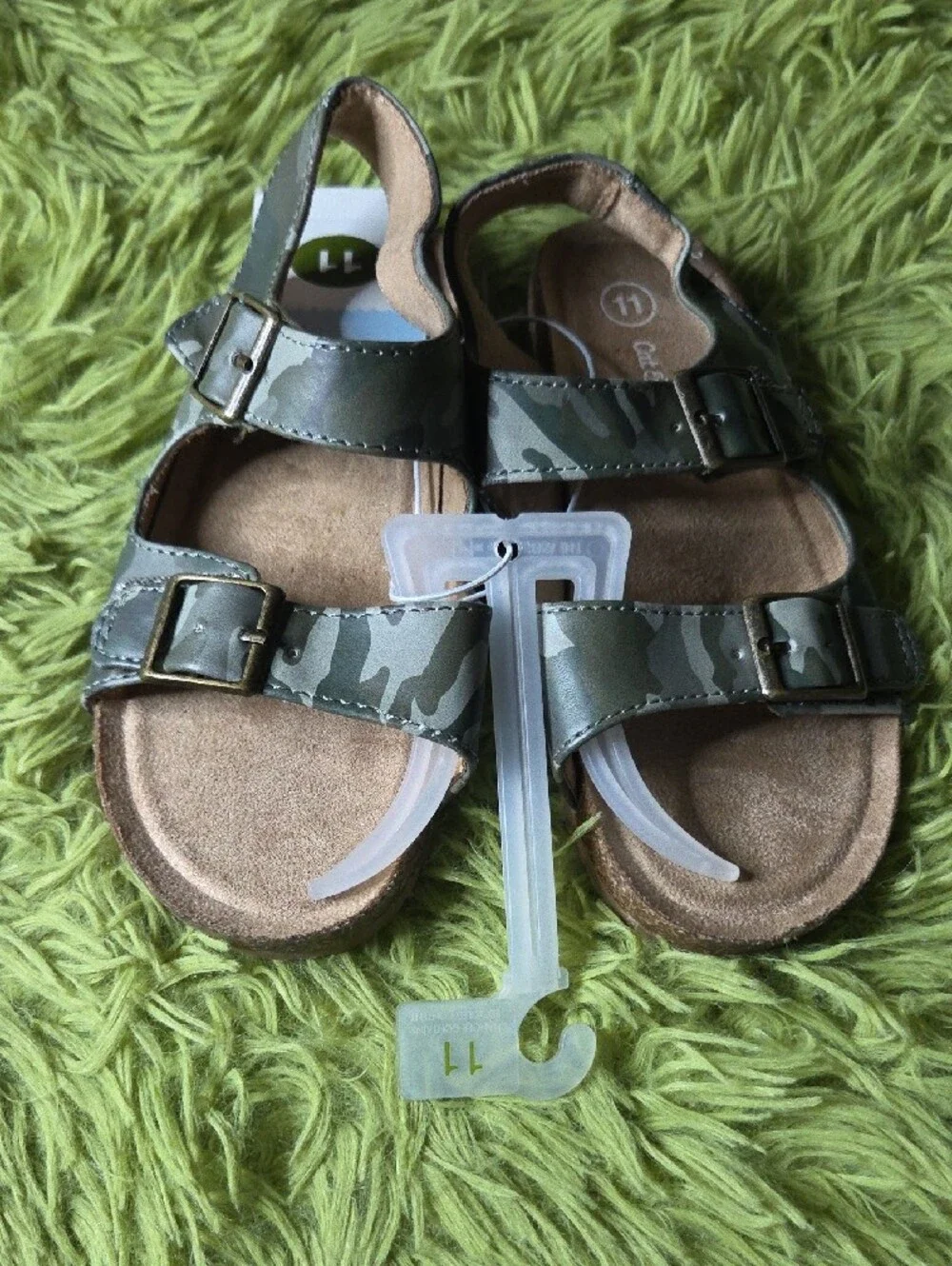 Cat & Jack Olive Camo Buckle Sandals‎ for Kids